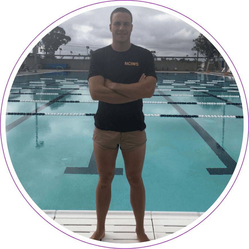 Man standing Infront of swimming pool